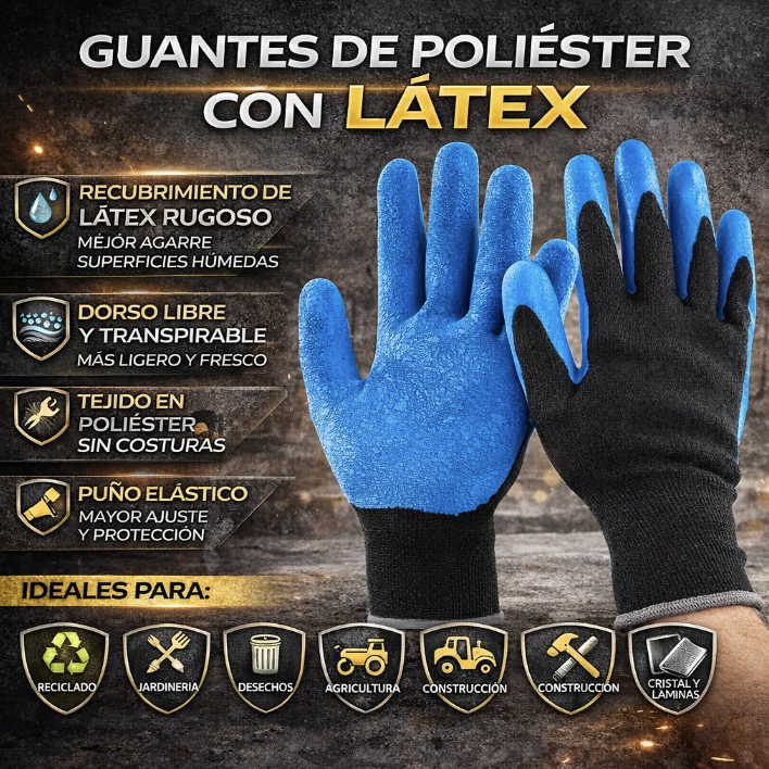 Par De Guantes De Seguridad En Poliester Recubierto De Latex - Image 2