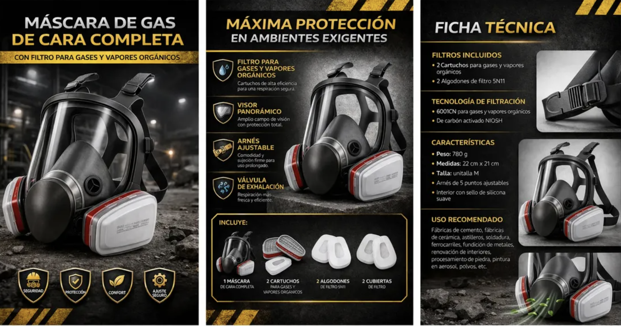 Mascara De Cara Completa Máxima Protección Gases Y Vapores - Image 5