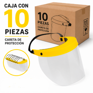 10 Piezas de Protector Careta Facial Medica Industrial Rigida De Uso Rudo
